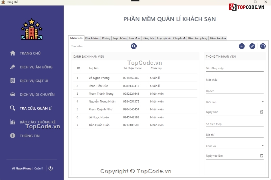 web quản lý,quản lý,website,khách,sạn